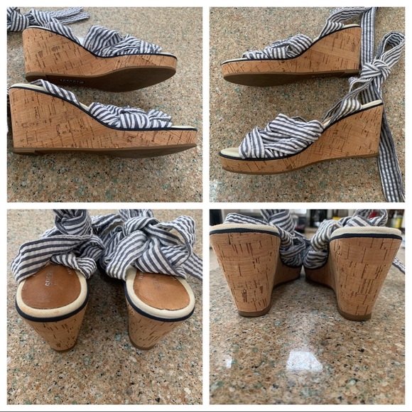 Sperry Top-Sider Striped Seersucker Cork Wedges - Picture 6 of 8